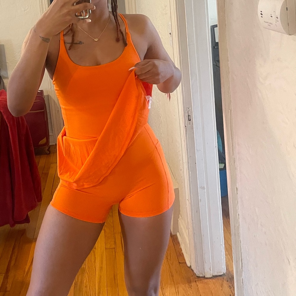 Sporty dress with built in shorts